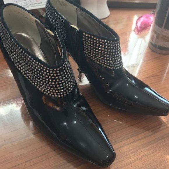 Fantasy brand Black Patent and Rhinestone Booties - Picture 3 of 5